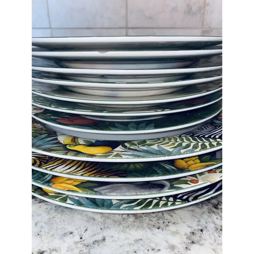Set of 11 Sakura Jungle Animals Stephanie Stouffer Stoneware Dinner Salad 10